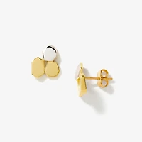 Pebble Stud Earrings in 10K Yellow and White Gold