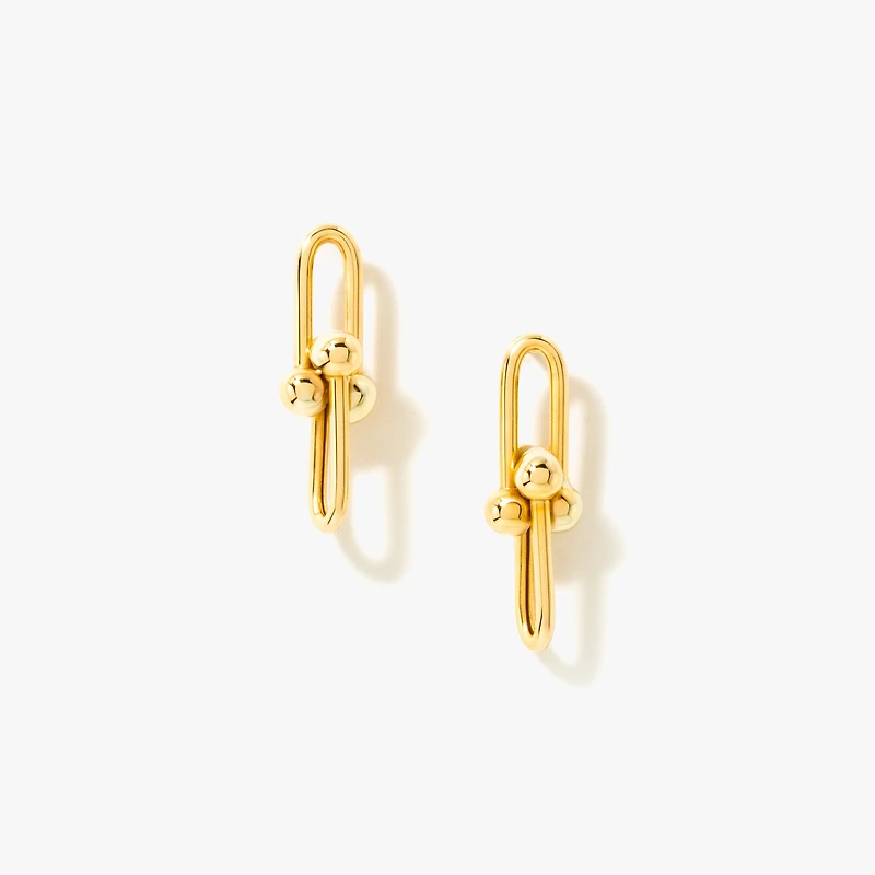U Shape Drop Earrings in 10K Yellow Gold