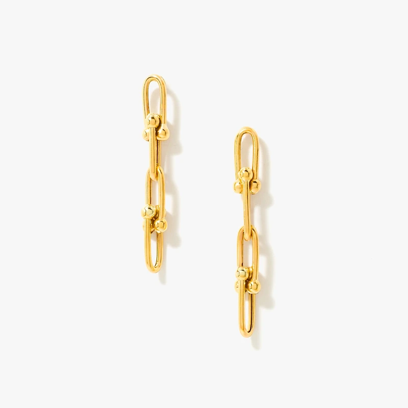 Three Link Drop Earrings in 10K Yellow Gold