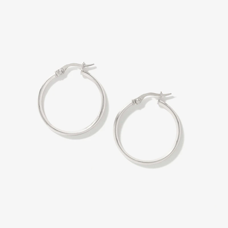 Knife Edge Hoop Earrings in 10K White Gold