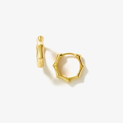 Bamboo Hoop Earrings in 10K Yellow Gold