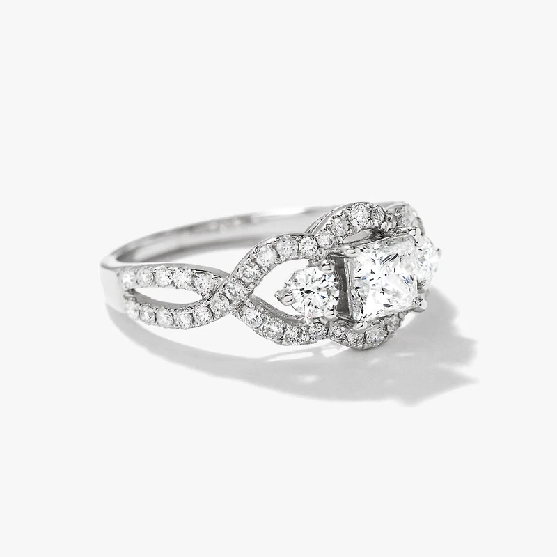 Princess Cut Diamond Engagement Ring 14K White Gold (1.27 ct tw)