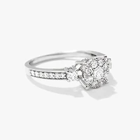 Diamond Cluster Ring 10K White Gold (0.66 ct tw)