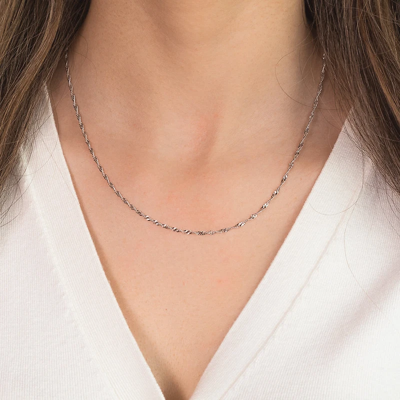 10K White Gold 1.7mm Singapore Chain (18")