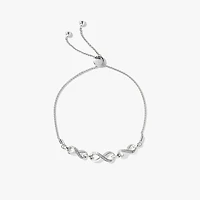 Infinity Bolo Style Bracelet in 10K White Gold (0.05 ct tw)
