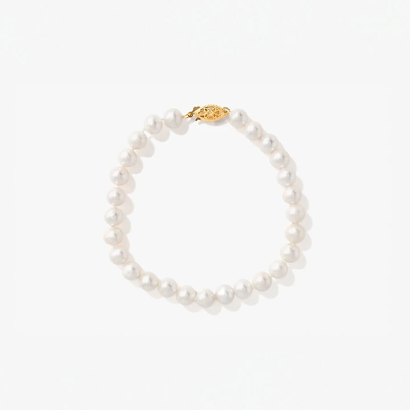 7.5" Cultured Pearl Bracelet in 14K Yellow Gold