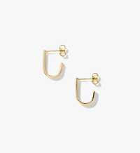 J-Hoop Stud Earrings in 10K Yellow Gold