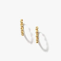14K Yellow Gold Beaded Huggie Earring