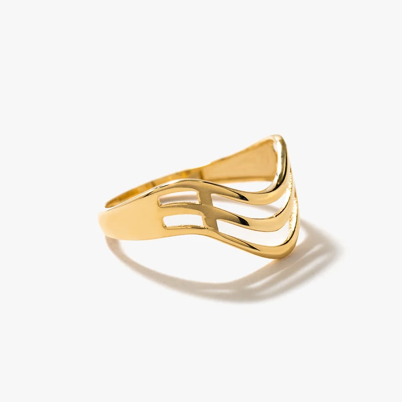 Ladies Triple Wave Ring 10K Yellow Gold
