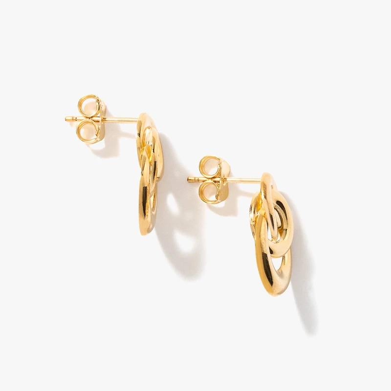 Double Ring Stud Earrings in 10K Yellow Gold