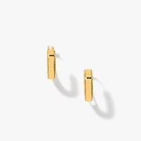 Beaded Edge Huggies in 14K Yellow Gold
