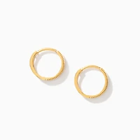 Beaded Edge Huggies in 14K Yellow Gold