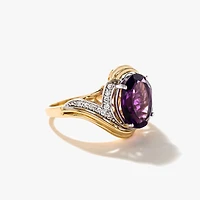 Amethyst Ring 10K Yellow and White Gold