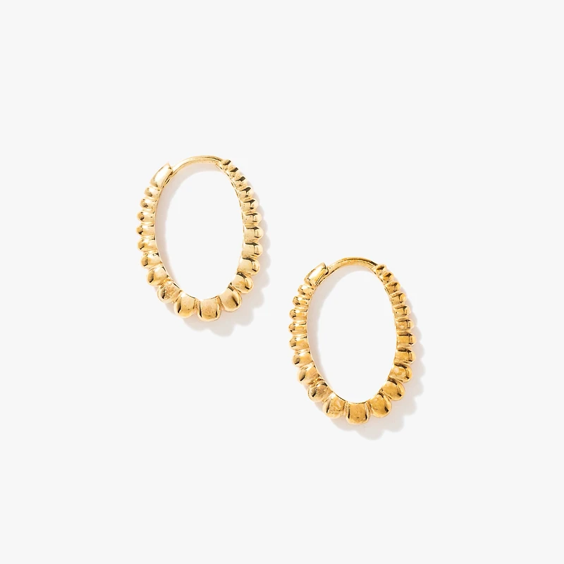 10K Yellow Gold Oval Beaded Earring