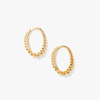 10K Yellow Gold Oval Beaded Earring