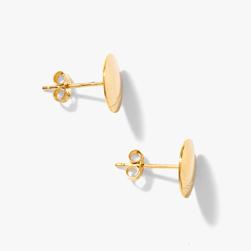 14K Yellow Gold Spiral Pattern Stud Earrings
