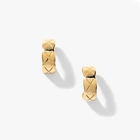 14K Yellow Gold Cross Pattern Huggie Earrings