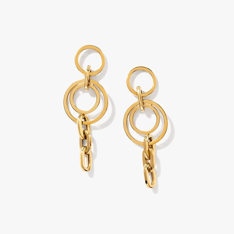 Paperclip Drop Stud Earrings in 10K Yellow Gold