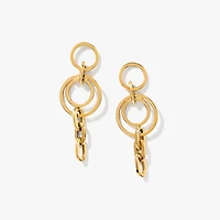 Paperclip Drop Stud Earrings in 10K Yellow Gold