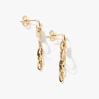 Paperclip Drop Stud Earrings in 10K Yellow Gold