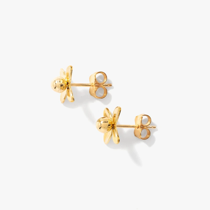 Flower Stud Earrings in 10K Yellow Gold