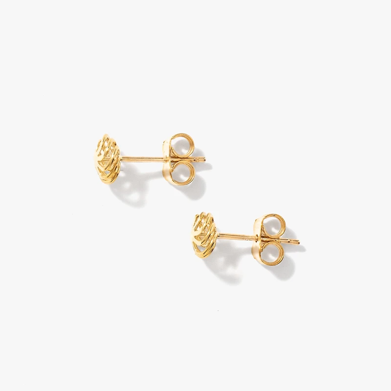 10K Yellow Gold Flower Stud Earrings
