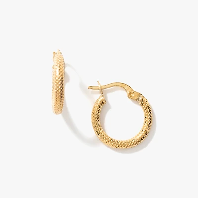 Lace Hoop Earrings in 10K Yellow Gold