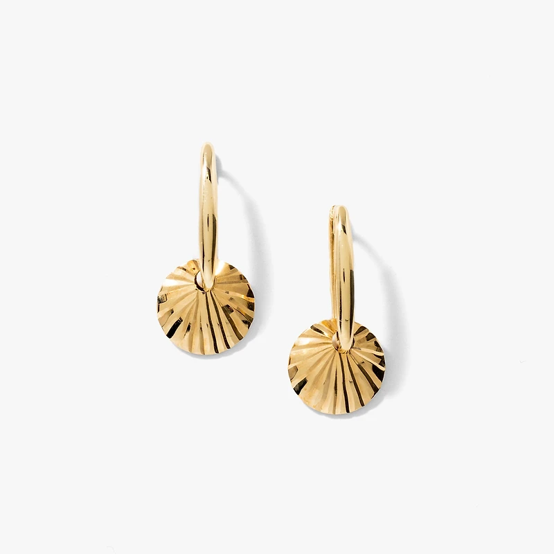 Disc Hoop Earrings in 10K Yellow Gold