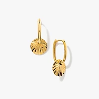 Disc Hoop Earrings in 10K Yellow Gold