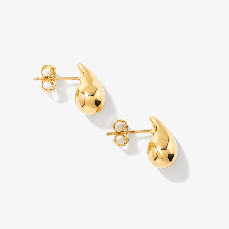 Hollow Drop Stud Earrings in 10K Yellow Gold