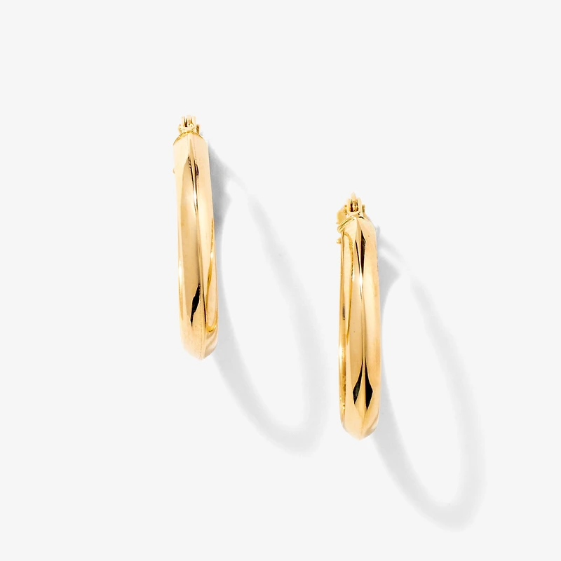 14K Yellow Gold Oval Hoop Earrings