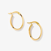 14K Yellow Gold Oval Hoop Earrings