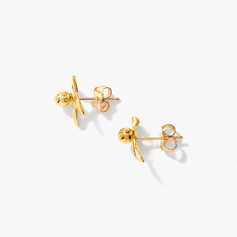 Leaf Stud Earring in 10K Yellow Gold