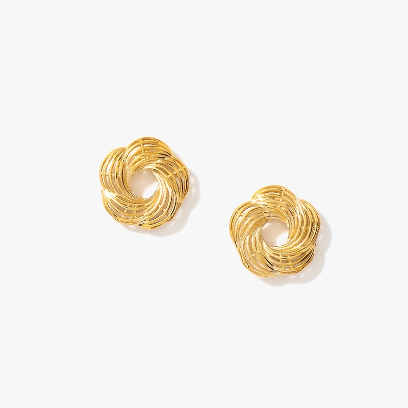 Flower Stud Earrings in 10K Yellow Gold