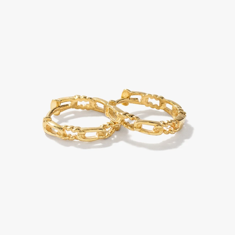 Chain Hoop Earrings in 10K Yellow Gold
