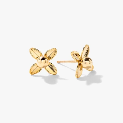 Flower Stud Earrings in 10K Yellow Gold