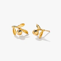 Leaf Stud Earring in 10K Yellow Gold