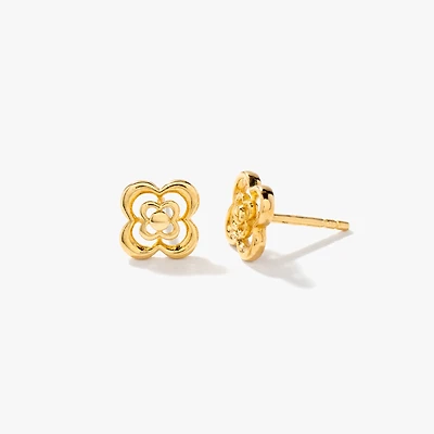 Flower Stud Earrings in 10K Yellow Gold