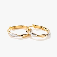 Diamond Cut Twist Hoop Earrings in 10K Yellow Gold
