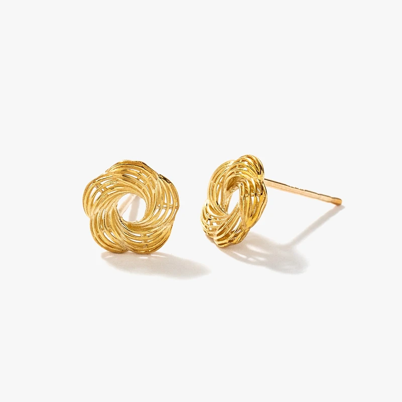 Flower Stud Earrings in 10K Yellow Gold