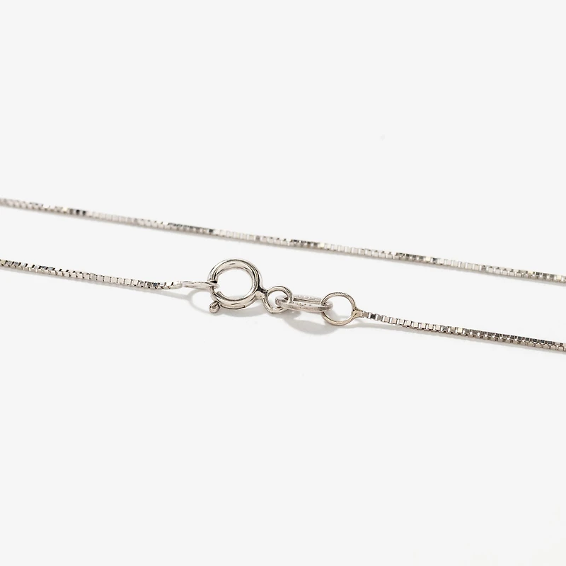14K White Gold 0.60mm Box Chain (16")