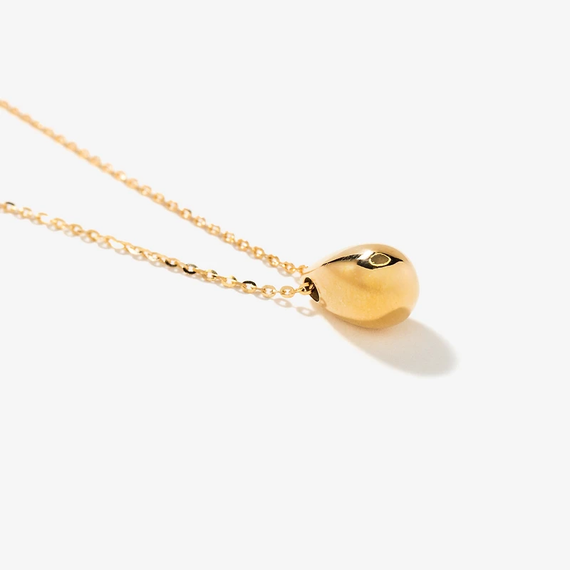 Oval Drop Necklace in 10K Yellow Gold