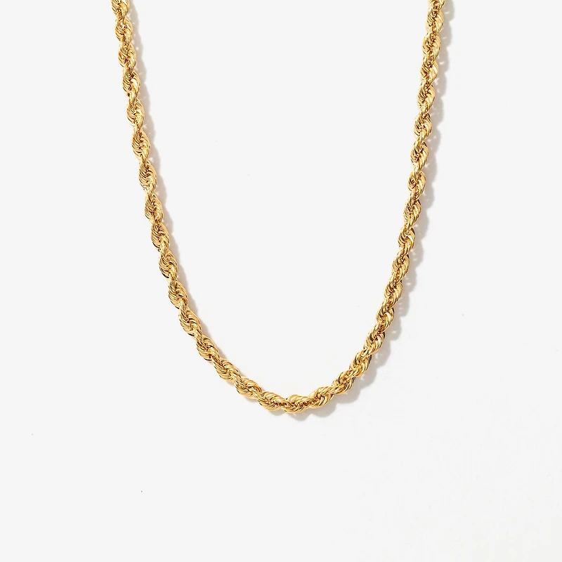 2.5mm Diamond Cut Rope Chain in 10K Yellow Gold (20")