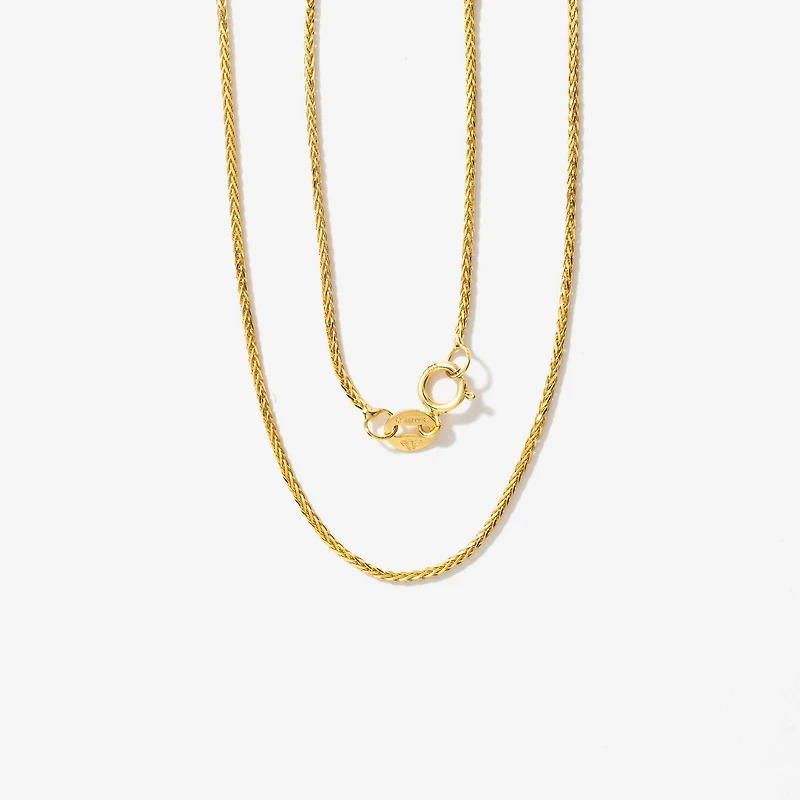 1mm Round Wheat Chain in 14K Yellow Gold (18")