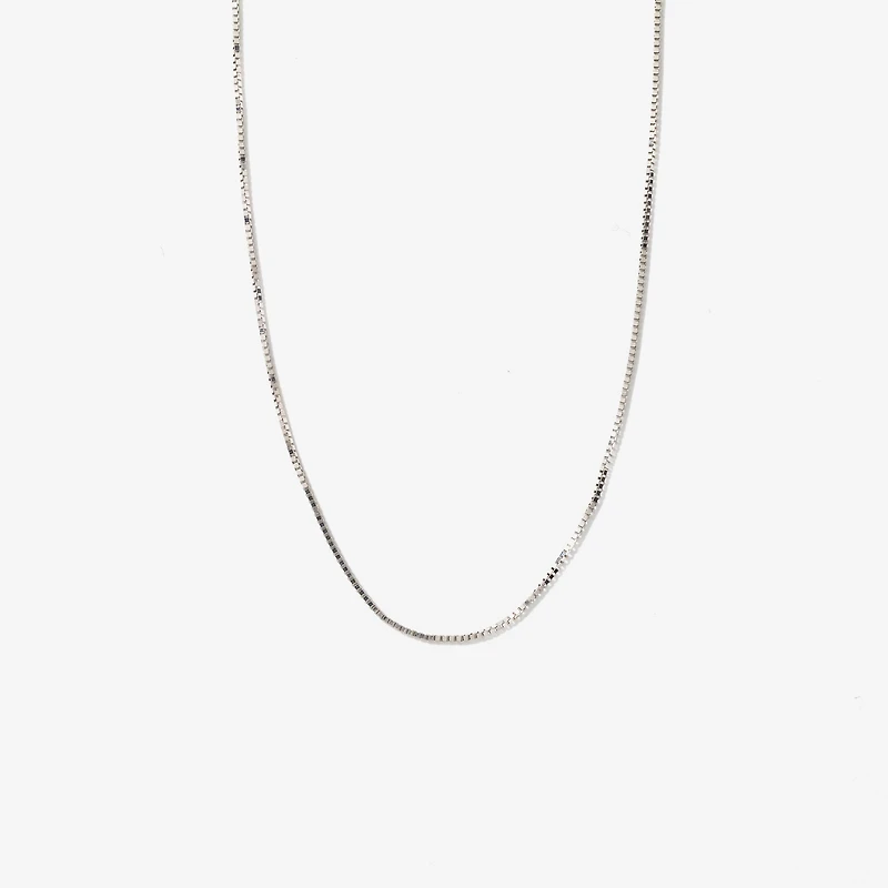 14K White Gold 0.60mm Box Chain (18")