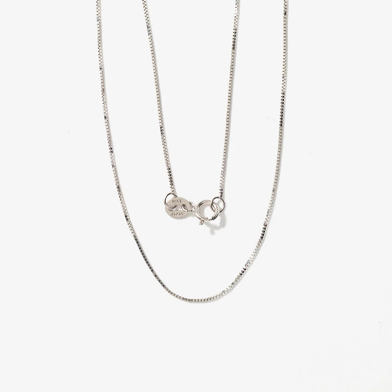 14K White Gold 0.60mm Box Chain (18")