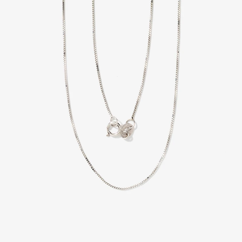 14K White Gold 0.60mm Box Chain (16")