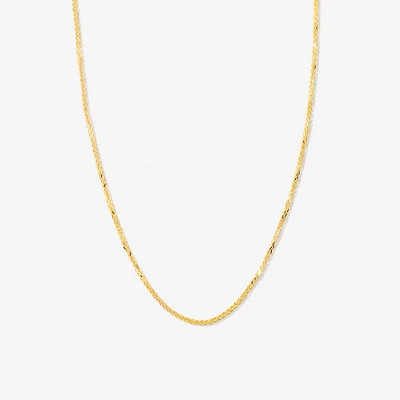 1mm Square Wheat Chain in 14K Yellow Gold (20")