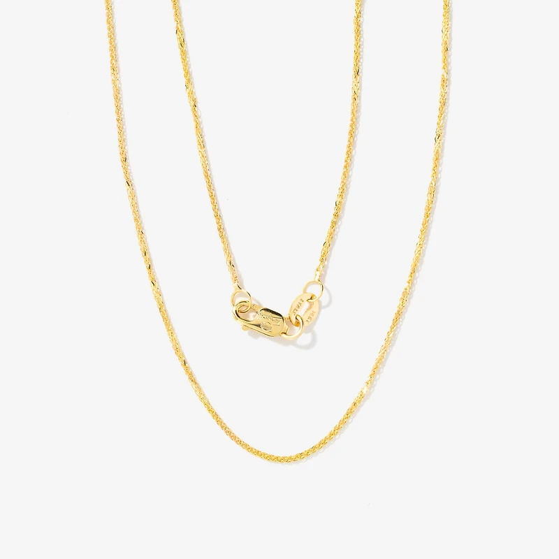 1mm Square Wheat Chain in 14K Yellow Gold (20")