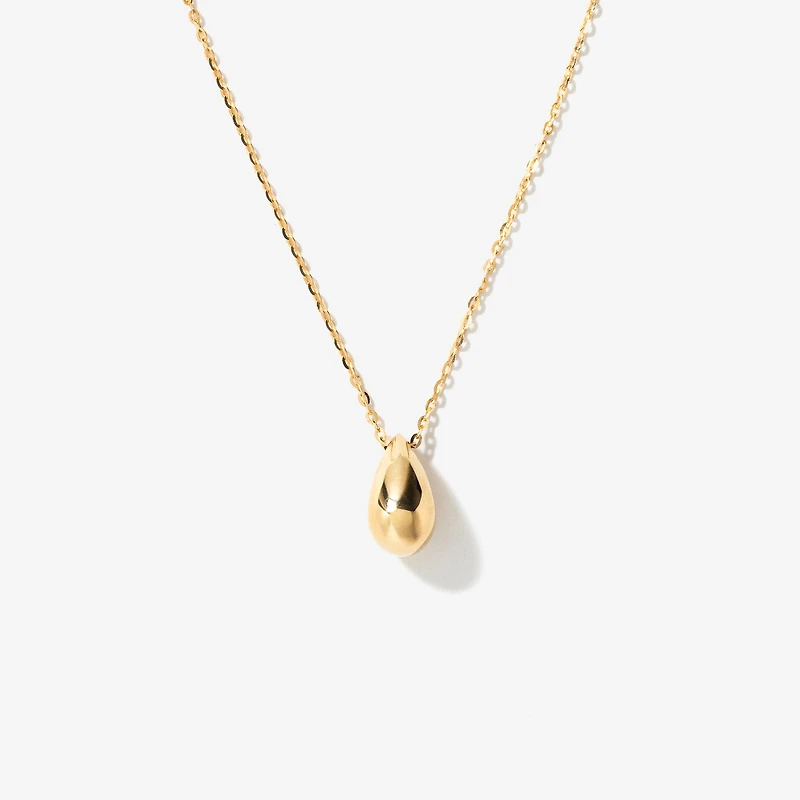 Oval Drop Necklace in 10K Yellow Gold